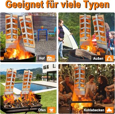 Набір дощок для запікання лосося NAIZY з кедра з тримачем із нержавіючої сталі, 5 рівнів регулювання, для вогнища та гриля, 2 шт.