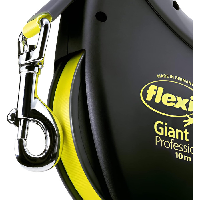 Flexi Giant L: рулетка для собак великих порід до 50 кг, 8 м, чорний/неоновий жовтий