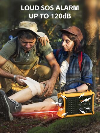 Радіоприймач MINORZ 12000mAh з ручкою, портативне радіо для надзвичайних ситуацій з великою сонячною панеллю, HiFi звук, AM/FM радіоприймач, SOS, ліхтарик та лампа для читання, IPX6 водонепроникний, ідеально підходить для кемпінгу та надзвичайних ситуацій