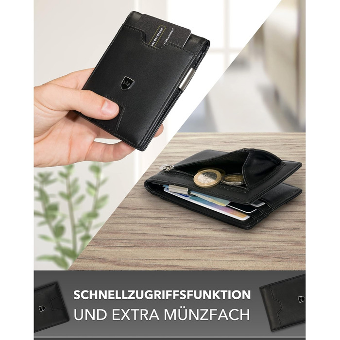 Kronenschein® Slim Wallet with Coin Pocket & RFID Protection | Wallet for Men & Women Small | Cardholder with Money Clip | Mini Wallet | Card Case | Card Wallet | Credit Card Holder