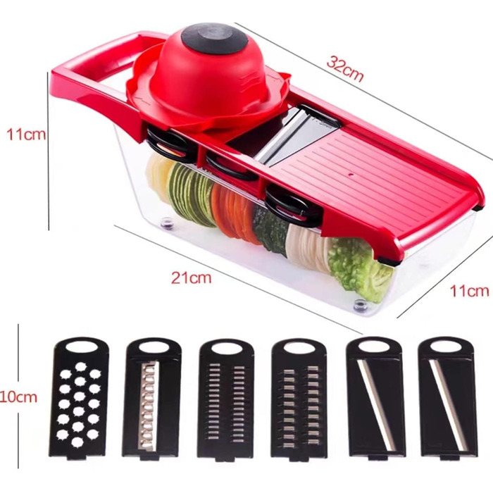 Нарізчик овочів Mandoline: набір з 6 лез з нержавіючої сталі для картоплі, помідорів, цибулі та сиру