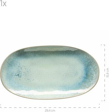 Mäser Serving Platter Set, Stoneware Frozen Green, 39.0 x 21.0 x 25.0 centimeters
