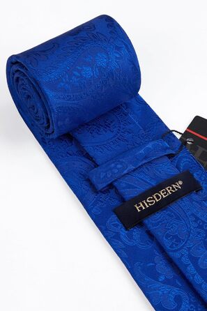 Чоловічий краватка та хустинка Enlision: Комплект з затискачем для краватки та запонками, королівський синій колір