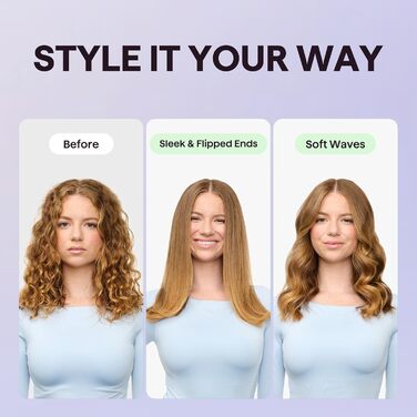 Wavytalk Glättbürсте - Іонна щітка-випрямляч 2 в 1 з LED-дисплеєм. Керамічний випрямляч для волосся з захистом від опіків, для дому та салону. Подвійна напруга (100–240V), EU-штекер, Чорний