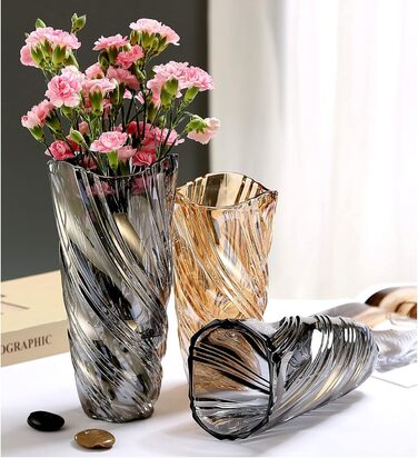 Скляна ваза для квітів, сучасний мінімалістичний дизайн, ручної роботи, для дому, декорування, гідропоніки, подарунок на весілля або новосілля, сірий колір