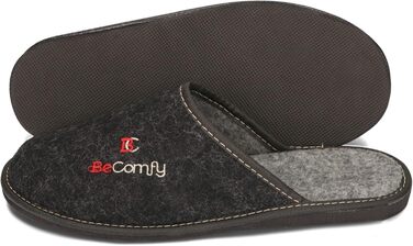 Чоловічі фетрові тапочки BeComfy з натурального фетру, з гумовою підошвою, 40-46 EU, чорний, зелений (40 EU, чорний, червоний)