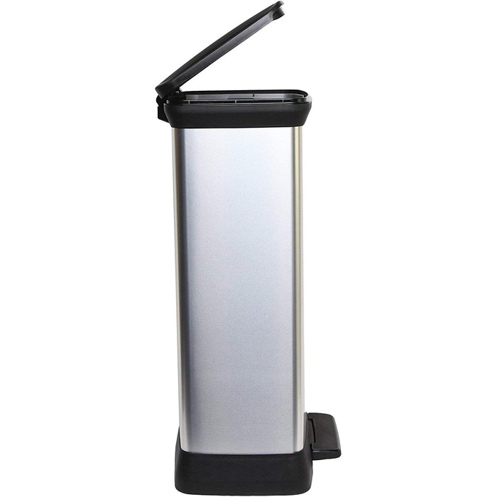 Сміттєвий кошик Curver Deco Bin Metallic's на 50 л з педаллю, пластиковий, сріблястий