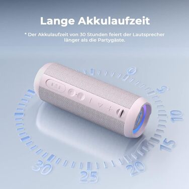 Bluetooth портативна колонка RIENOK з підсвіткою, IPX7, рожева, 3600 mAh