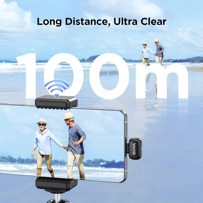 BOYA Mini 2: Бездротовий мікрофон-лавал'єр для iPhone 15/16/17 та Android з USB-C, 48kHz/24Bit, для Vlogging та TikTok