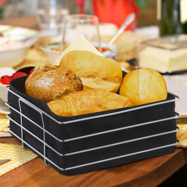 Relaxdays Bread Basket, Metal with Fabric Insert