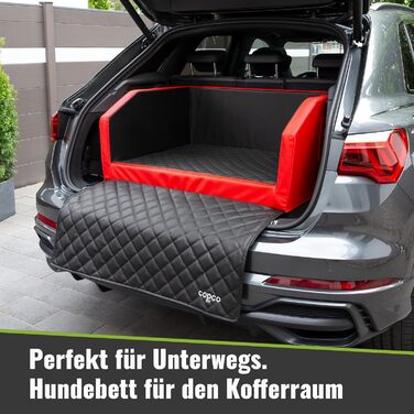 Захист для багажника авто з підкладкою для собак, 70x55x38 см, з кишенею, водовідштовхувальний, червоно-чорний