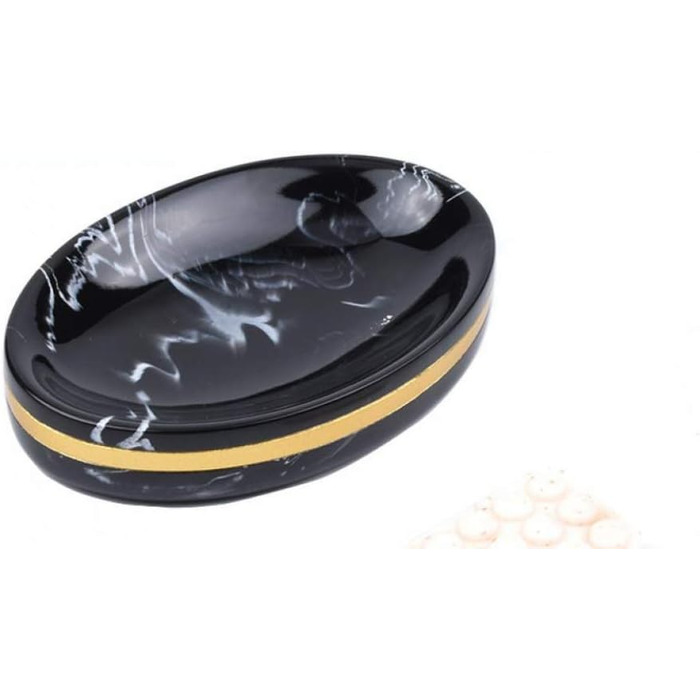 Набір аксесуарів для ванної кімнати, 5 шт., чорний, люкс, мармуровий малюнок, зубна щітка, дозатор мила, стакан, мильниця