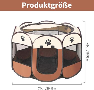Клітка-забіг для цуценят та дрібних тварин 74x74x43 см, сіра. Підходить для собак, котів, кроликів. Легко чистити, портативна з блискавкою.