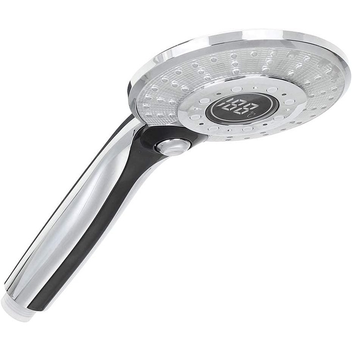 LED Shower Head, Rain Shower with 3 Color Changing Lights, Temperature Control, Handheld Shower with Digital Temperature Display, Large, Water-Saving, Pressure-Boosting Shower Head, Chrome