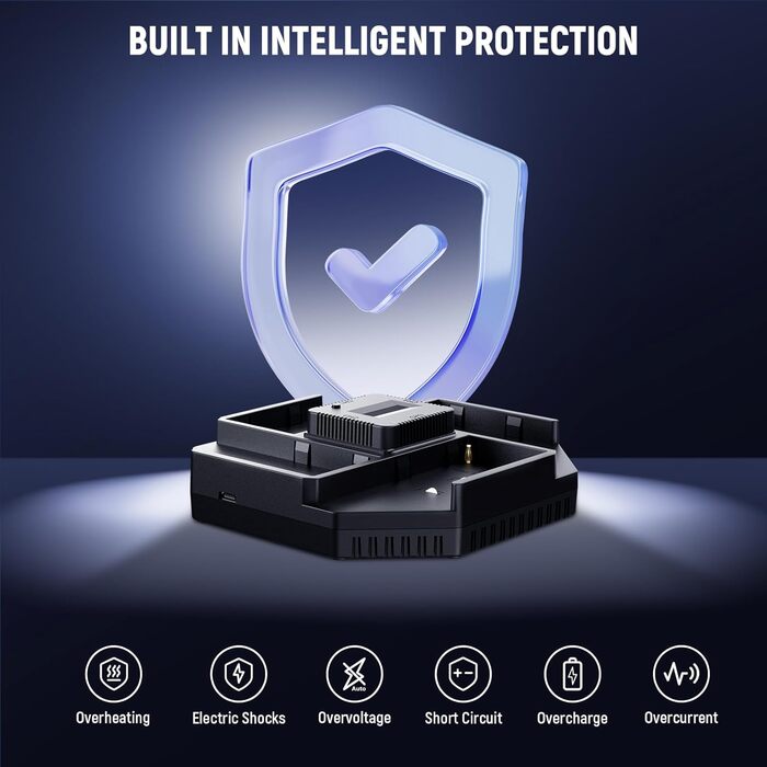 Зарядний пристрій NEEWER Micro USB для акумуляторів Sony NP-F550/F750/F960/F970, NP-FM50/FM70/FM90, QM71D, 91D, NP-F500H/F55H, 4-канальна зарядка з 4 акумуляторами