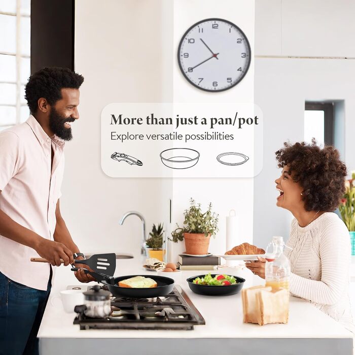 Набір посуду з кераміки, 17 предметів: каструлі та сковорідки, антипригарне покриття, для індукційних плит, без PFAS/PFOA, чорний