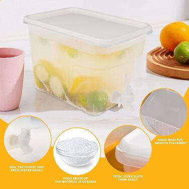 Drink Dispenser with Spouts for Refrigerator, Leak-Proof Plastic Water Container, Drink Dispenser with Spout, for Home, Party, Restaurant, Bar, Buffet, 4 Pieces