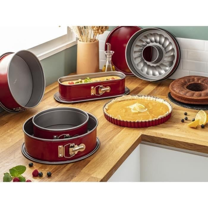 Форма для випічки Tefal Delibake з кришкою 23 см, карбон (червона)