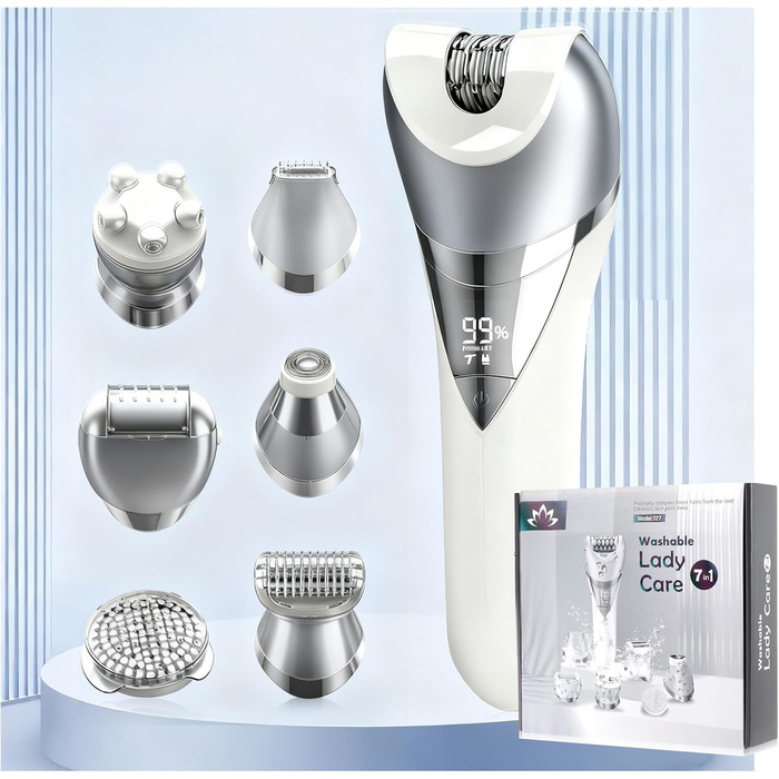 Електричний жіночий тример 7-в-1 | Lady Shaver | Водонепроникний IPX7 | LCD-дисплей | Для тіла та бікіні | USB-зарядка