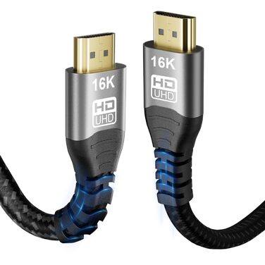Кабель HDMI 2.2 1.5м: 96Gbps, 16K@60Hz, eARC, HDR10+, Dolby Atmos/Vision, HDCP 2.3, для PS5, Xbox, Soundbar, Fire TV, Laptop, HDTV
