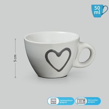 Еспресо-чашки з підставкою класичного стилю, 8 шт. - білі, сірі, коричневі, червоні. Керамічні чашки 50 мл, для італійського еспресо, придатні для миття в посудомийній машині. Чудовий подарунок.