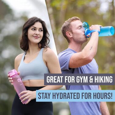 Embrava Best Sport Water Bottle - 1000ml - fast-flowing, flip-top leak-proof lid that opens with a click - non-toxic, BPA-free & eco-friendly Copolyester Tritan plastic