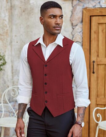 Жилет чоловічий COOFANDY, підходить для піджака, стильний, колір лосось (XXL, Червоний/Подорож, однотонний (Getaway Solids))