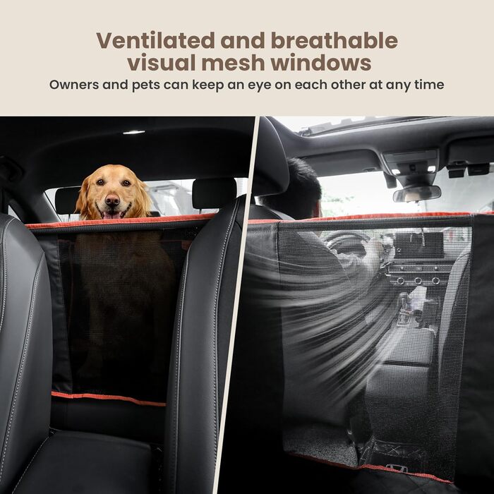 Pecute Dog Car Seat - Reinforced Seat for Medium & Large Dogs - Secure Car Dog Bed with 4 Straps - Rear Seat Dog Crate