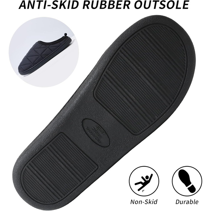 Тапочки домашні жіночі/чоловічі зимові теплі, плюшеві, м'які, зручні з memory foam, антиковзні, двоколірні, для дому та вулиці, 38/39 EU, чорні