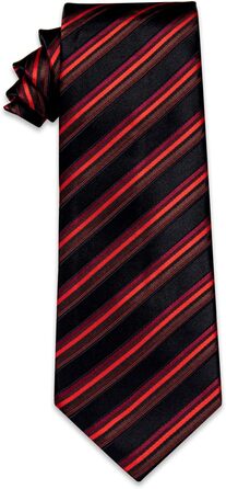 Чоловічі краватки YourTies: смугасті та клітинчасті моделі з шовкового тканння, комплект з краватковою кліпсою (червоно-чорна смужка)