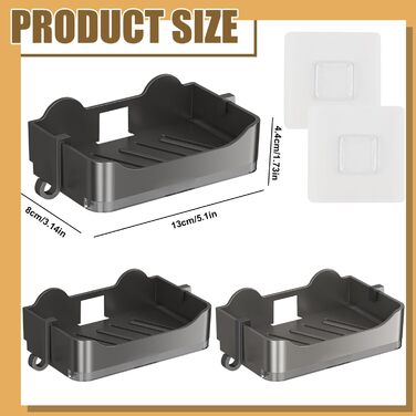 Набір мильниць для душу Fizdoqg: 2 шт. Без свердління, з піддоном та гачком. Підходить для ванної кімнати та кухні.