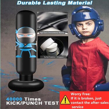 Дитячий боксерський мішок EIVONDA 160см з рукавичками та насосом для боксу, MMA, карате, таеквондо. Чорний