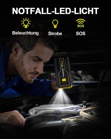 Powerbank Starthilfe 4000A: Зарядний пристрій для автомобіля 12V, Jump Starter, компактний та портативний