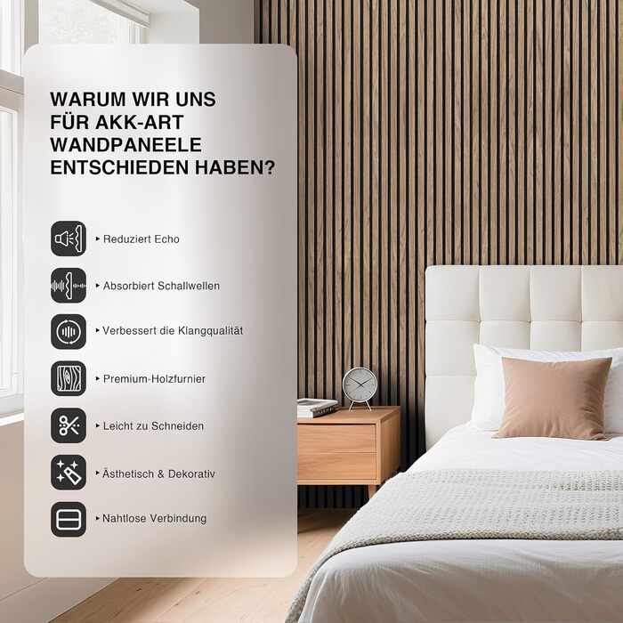Акустичні панелі дерев'яні Holz 120x60 см, набір 4 шт (2,88 м²) 3D, шпон та повсть для студії, вітальні, офісу - Walnuss #4