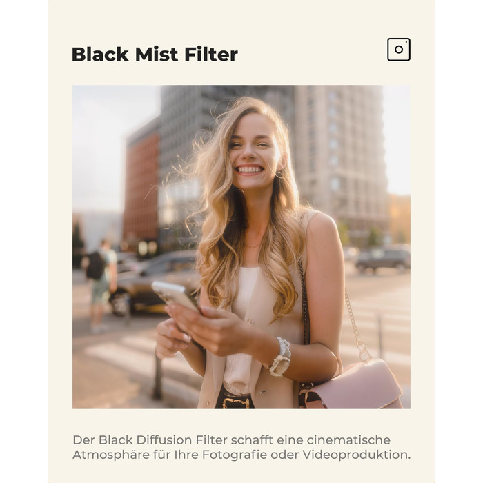 Фільтр K&F Concept Black Mist 1 82мм для відео та портретної фотографії з нанопокриттям