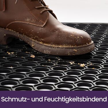 Килимок для дому та вулиці DEXI, 60x90 см, колір вугільний, антиковзаючий, водонепроникний