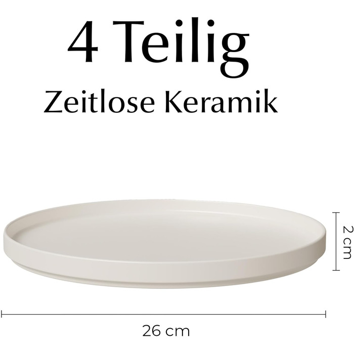 MIAMIO Набір посуду на 8 осіб / 24-тонний сервіз з кераміки Modern/Tafelservice - придатний для миття в посудомийній машині та використання в мікрохвильовій печі - розкішна колекція (великі тарілки (4x), білий)