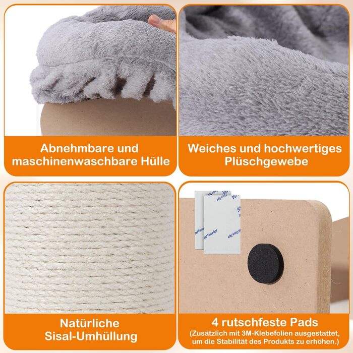 Дряпка для котів Trhillsbrad 81 см з м'ячиком та іграшками, з сизалю, для котів та дорослих котів