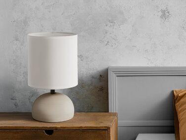 Торшер Reality Leuchten Luci R50351035 з керамічним цоколем, імітація дерева, бежевий тканинний абажур, 1x E14 (Cappuccino)