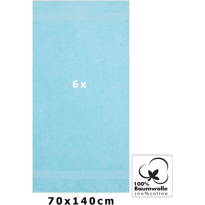 Betz 6-Piece Bath Towel Set - Shower Towel, Palermo, Size 70x140 cm, 100% Cotton, Turquoise