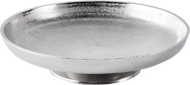 Decorative Bowl Serving Plate Aluminum Silver Decor Decoration Luxury - Modern Metal Decorative Bowl - Table Decoration Wedding - Christmas Decoration for Living Room, Dining Room or Kitchen - XL 29.5 cm