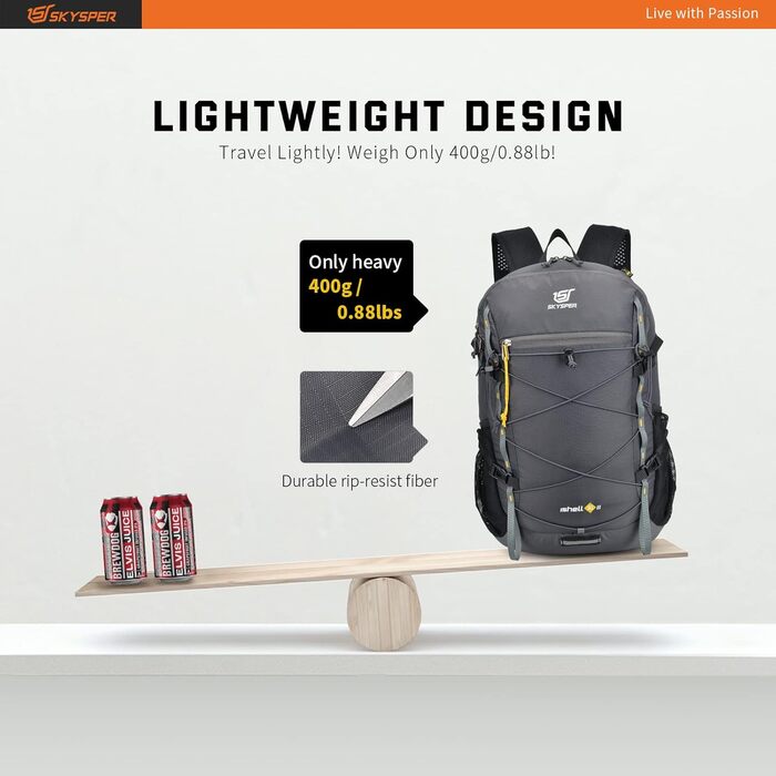 SKYSPER ISHELL 30 Foldable Backpack 30L Ultra-light Daypack Packable Daypack Waterproof Hiking Backpack Travel Backpack for Camping Outdoor Hiking Travel (Ishell30-dark gray)