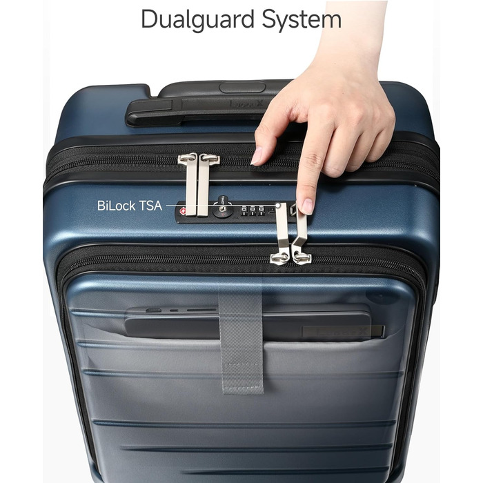 Чемодан-валіза LUGGEX з відділом для ноутбука – Розширюваний жорсткий кейс з полікарбонату з TSA-замком (56x38x24 см) (Зелений)