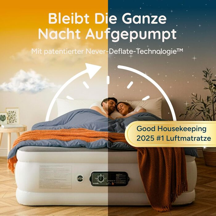 Huddle® Luxury Never Deflate - Надувна Матрац з Інтегрованою Насосом та Технологією SlumberGuard™ (King)