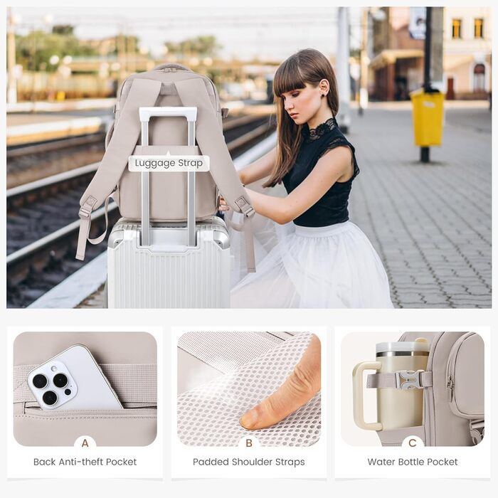 LOVEVOOK Рюкзак для ручної поклажі в літак 40L, жіночий великий, 17.3