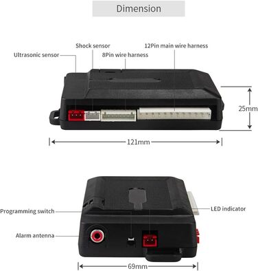 Двостороння автосигналізація EASYGUARD EC203 з LCD-пейджером, ультразвуковим та ударним датчиком, 12В