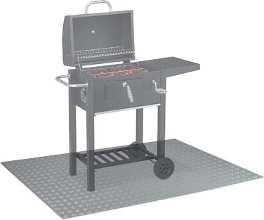 Захисний килимок для підлоги Relaxdays, антипригарний BBQ-килимок для гриля, не ковзає, миється, 150x100 см, сріблястий
