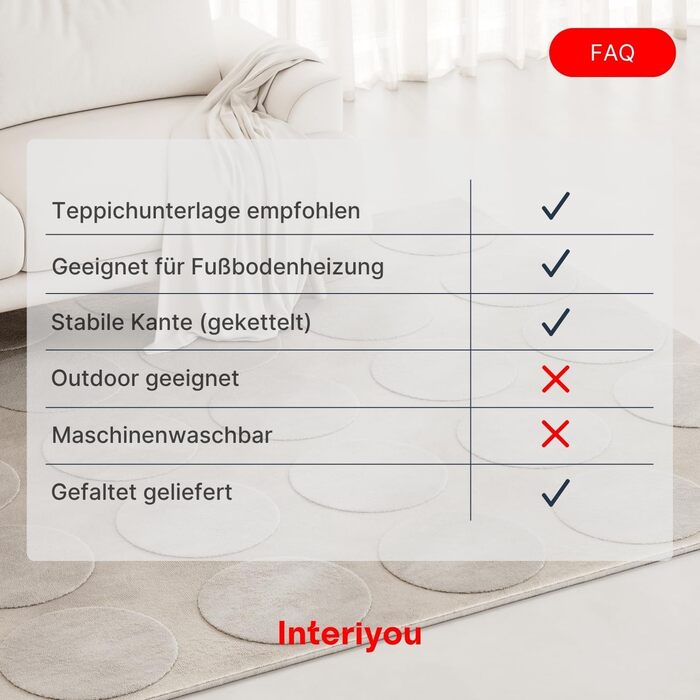 Килимок для вітальні Interiyou Cannes 120x170 см кремовий - для спальні, дитячої, їдальні. Коротке ворсування, скандинавський бохо-стиль, геометричний малюнок, високий/низький ворс