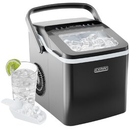 Chefman Iceman Dual-Size Ice Maker - Portable Ice Machine with Self-Cleaning Function, Makes 9 Cubes in 7 Minutes, 10kg/24h Capacity, Includes Scoop