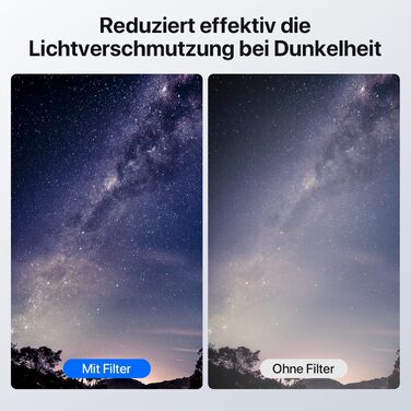 Фільтр Rollei Astroklar 52mm для нічної фотографії – проти світлового забруднення, для астрофотографії та зйомки Чумацького Шляху